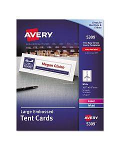 Large Embossed Tent Card, White, 3.5 X 11, 1 Card/sheet, 50 Sheets/box