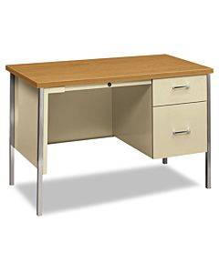 34000 Series Right Pedestal Desk, 45 1/4w X 24d X 29 1/2h, Harvest/putty
