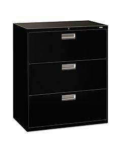600 Series Three-drawer Lateral File, 36w X 19-1/4d, Black