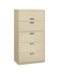 600 Series Five-drawer Lateral File, 36w X 19-1/4d, Putty