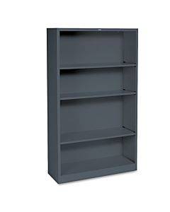 Metal Bookcase, Four-shelf, 34-1/2w X 12-5/8d X 59h, Charcoal