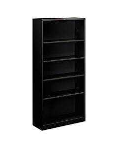 Metal Bookcase, Five-shelf, 34-1/2w X 12-5/8w X 71h, Black
