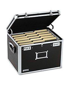 Locking File Chest With Adjustable File Rails, Letter/legal Files, 17.5" X 14" X 12.5", Black