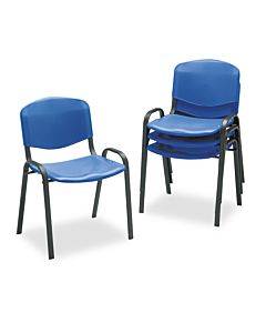 Contour Stacking Chairs, Blue W/black Frame, 4/carton