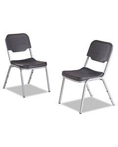 Rough N Ready Stack Chair, Supports Up To 500 Lb, 17.5" Seat Height, Charcoal Seat, Charcoal Back, Silver Base, 4/carton