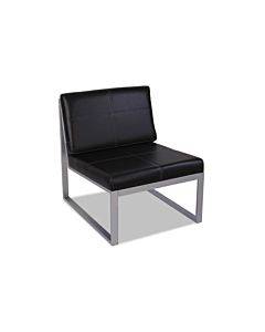 Alera Ispara Series Armless Chair, 26.57" X 30.71" X 31.1", Black Seat, Black Back, Silver Base