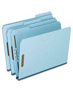 Heavy-duty Pressboard Folders With Embossed Fasteners, 1/3-cut Tabs, 1" Expansion, 2 Fasteners, Letter Size, Blue, 25/box