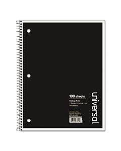 Wirebound Notebook, 1 Subject, Medium/college Rule, Black Cover, 11 X 8.5, 100 Sheets