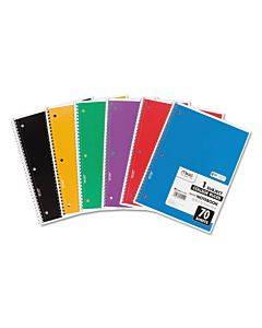 Spiral Notebook, 1 Subject, Medium/college Rule, Assorted Covers, 10.5 X 8, 70 Sheets, 6/pack