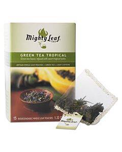 Whole Leaf Tea Pouches, Green Tea Tropical, 15/box