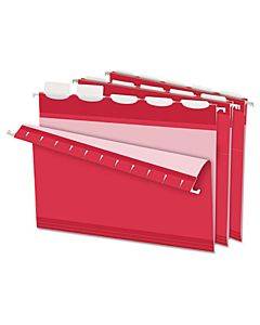 Ready-tab Colored Reinforced Hanging Folders, Letter Size, 1/5-cut Tabs, Red, 25/box