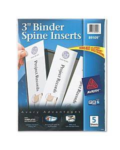 Binder Spine Inserts, 3" Spine Width, 3 Inserts/sheet, 5 Sheets/pack