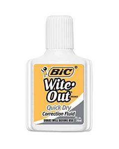 Bic Quick Dry Correction Fluid, White, 1 Pack