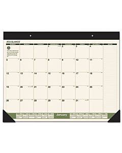 Recycled Monthly Desk Pad, 22 X 17, Sand/green Sheets, Black Binding, Black Corners, 12-month (jan To Dec): 2023