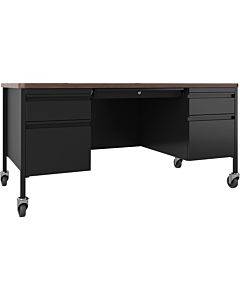 Lorell Fortress Series Walnut Top Teacher's Desk