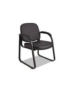 Alera Genaro Series Faux Leather Half-back Sled Base Guest Chair, 25" X 24.80" X 33.66", Black Seat, Black Back, Black Base