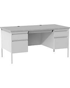Lorell Grey Double Pedestal Steel/laminate Desk