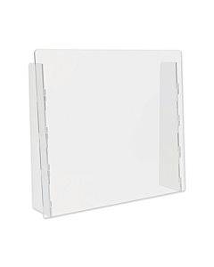 Counter Top Barrier With Full Shield, 27" X 6" X 23.75", Polycarbonate, Clear, 2/carton