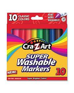 Super Washable Markers, Broad Bullet Tip, Assorted Colors, 10/set