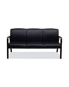 Alera Reception Lounge Wl 3-seat Sofa, 65.75w X 26d.13 X 33h, Black/mahogany
