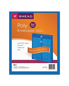 Poly String And Button Interoffice Envelopes, Open-end (vertical), 9.75 X 11.63, Transparent Blue, 5/pack