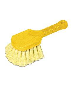 Long Handle Scrub, 8" Plastic Handle, Yellow Handle W/yellow Bristles