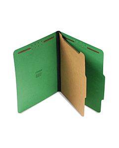 Bright Colored Pressboard Classification Folders, 2" Expansion, 1 Divider, 4 Fasteners, Letter Size, Emerald Green, 10/box