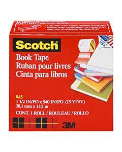 Book Tape, 3" Core, 1.5" X 15 Yds, Clear