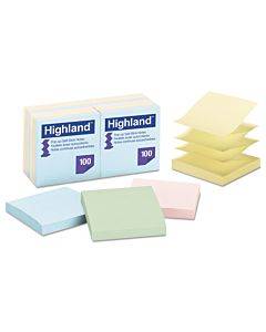 Self-stick Accordion-style Notes, 3" X 3", Assorted Pastel Colors, 100 Sheets/pad, 12 Pads/pack