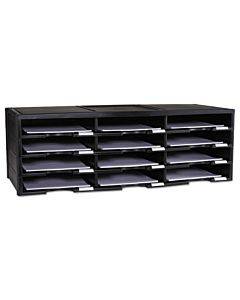 Storex Literature Organizer, 12 Compartments, 10.63 X 13.3 X 31.4, Black