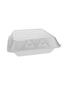Smartlock Foam Hinged Lid Container, Large, 9 X 9.13 X 3.25, White, 150/carton