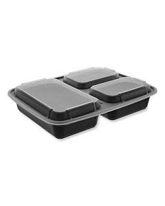 Newspring Delitainer Microwavable Container, 32 Oz, 7.5 X 9.87 X 1.75, Black/clear, Plastic, 150/carton