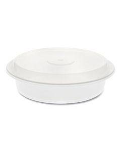 Newspring Versatainer Microwavable Containers, Round, 35 Oz, 8 X 8 X 2.5, White/clear, Plastic, 150/carton