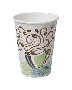Perfectouch Paper Hot Cups, 12 Oz, Coffee Haze Design, 50/pack