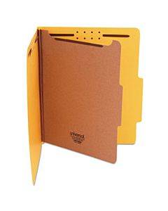 Bright Colored Pressboard Classification Folders, 2" Expansion, 1 Divider, 4 Fasteners, Letter Size, Yellow Exterior, 10/box