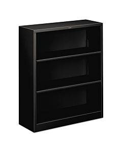 Metal Bookcase, Three-shelf, 34.5w X 12.63d X 41h, Black