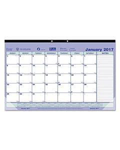 Monthly Desk Pad Calendar, 17.75 X 10.88, White/blue/green Sheets, Black Binding, Clear Corners, 12-month (jan To Dec): 2023