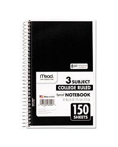 Spiral Notebook, 3 Subject, Medium/college Rule, Randomly Assorted Covers, 9.5 X 5.5, 150 Sheets