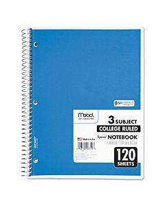 Spiral Notebook, 3 Subject, Medium/college Rule, Randomly Assorted Covers, 11 X 8, 120 Sheets
