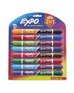 2-in-1 Dry Erase Markers, Fine/broad Chisel Tips, Assorted Colors, 8/pack