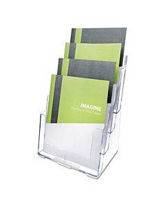 4-compartment Docuholder, Magazine Size, 9.38w X 7d X 13.63h, Clear