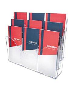 3-tier Document Organizer W/6 Removable Dividers, 14w X 3.5d X 11.5h, Clear