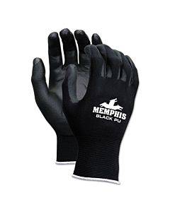 Economy Pu Coated Work Gloves, Black, X-small, Dozen
