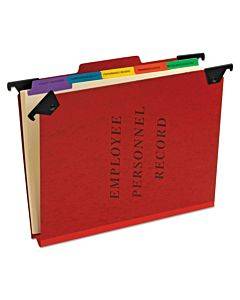 Hanging-style Personnel Folders, 5 Dividers With 1/5-cut Tabs, 1/3-cut Exterior Tabs, Letter Size, Red
