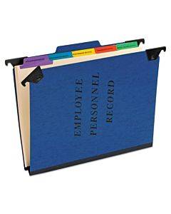 Hanging-style Personnel Folders, 5 Dividers With 1/5-cut Tabs, Letter Size, 1/3-cut Exterior Tabs, Blue
