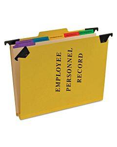 Hanging-style Personnel Folders, 5 Dividers With 1/5-cut Tabs, Letter Size, 1/3-cut Exterior Tabs, Yellow