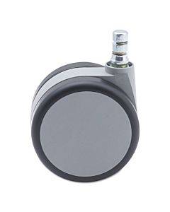 Gemini Series Heavy-duty Twin Wheel Hard Floor Casters, R Stem, Gray, 5/set