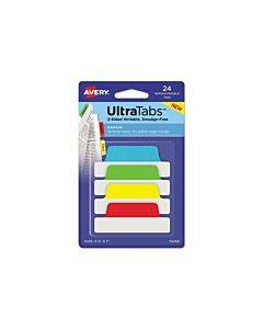 Ultra Tabs Repositionable Tabs, Margin Tabs: 2.5" X 1", 1/5-cut, Assorted Colors, 24/pack