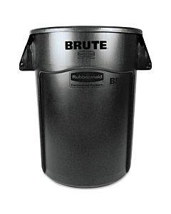 Vented Round Brute Container, 44 Gal, Plastic, Black