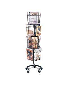 Wire Rotary Display Racks, 16 Compartments, 15w X 15d X 60h, Charcoal